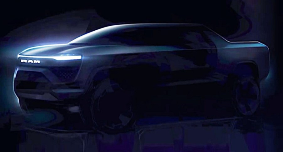 A 2024 ram 1500 EV teaser.