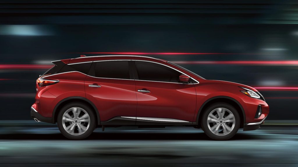Side view of Scarlet Ember Tintcoat 2022 Nissan Murano