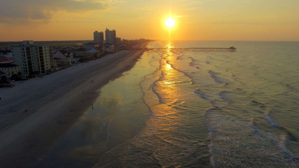 Sunset over the ocean at Myrtle Beach
