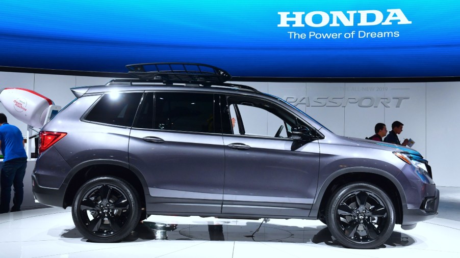 A gray Honda Passport Elite is seen at AutoMobility LA, the trade show ahead of the LA Auto Show.