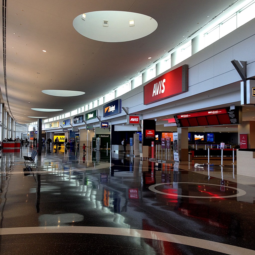 empty airport car rental terminal