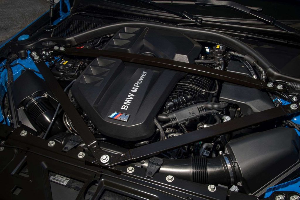 Turbocharged engine in a fully loaded new 2022 BMW 4 Series M4 Competition xDrive Coupe