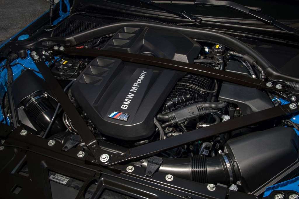 Turbocharged engine in a fully loaded new 2022 BMW 4 Series M4 Competition xDrive Coupe