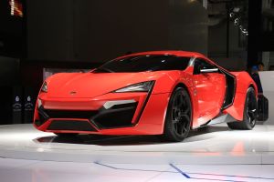 W Motors Lykan HyperSport supercar in red at the 2015 Shanghai Auto Show