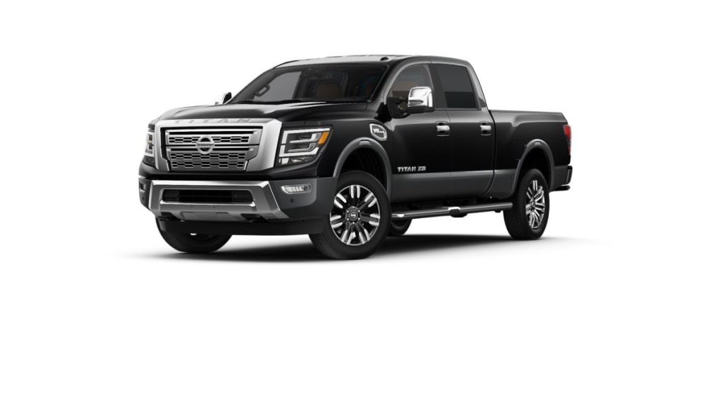 A black 2022 Nissan Titan XD against a white background.