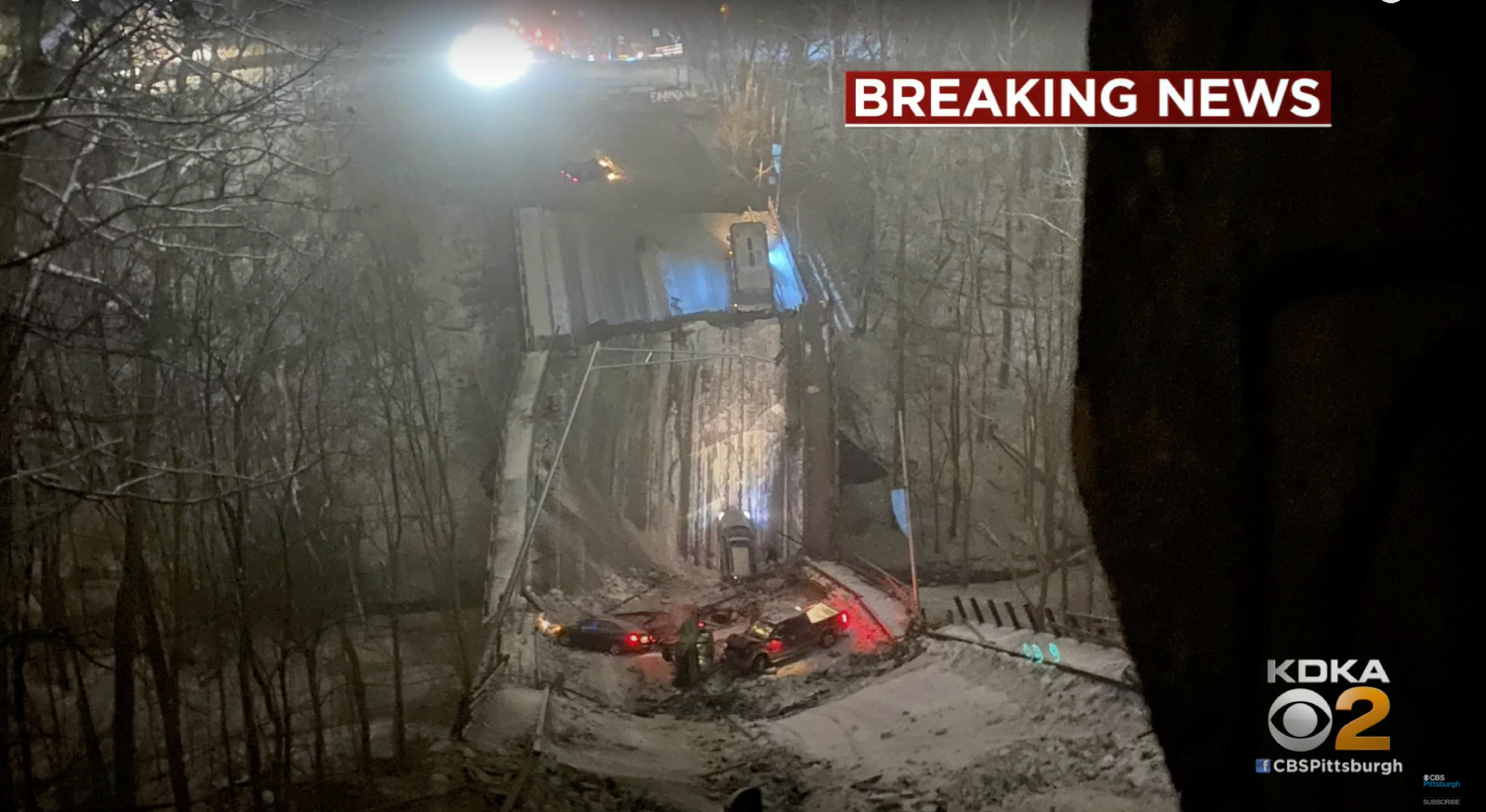 The scene at the Pittsburgh bridge collapse before President Biden arrives