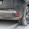 Car driving through road salt