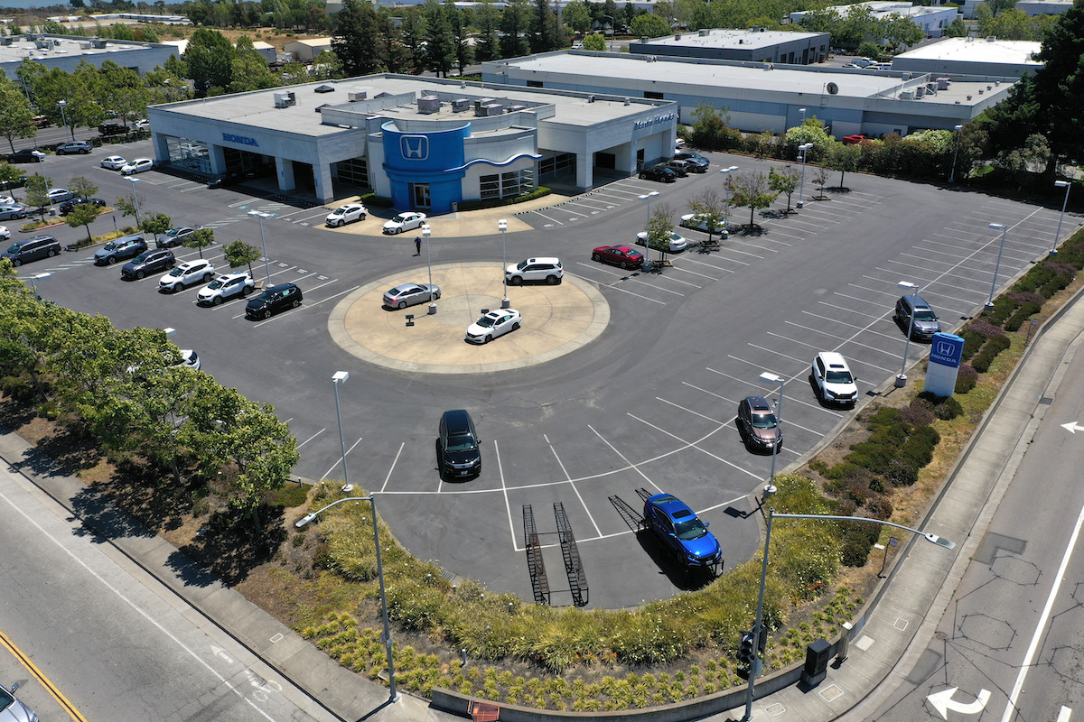 Due to the chip shortage, inventory has dwindled at dealerships, including Marin Honda in San Rafael, California, pictured