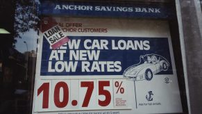 New car interest rates on a sign