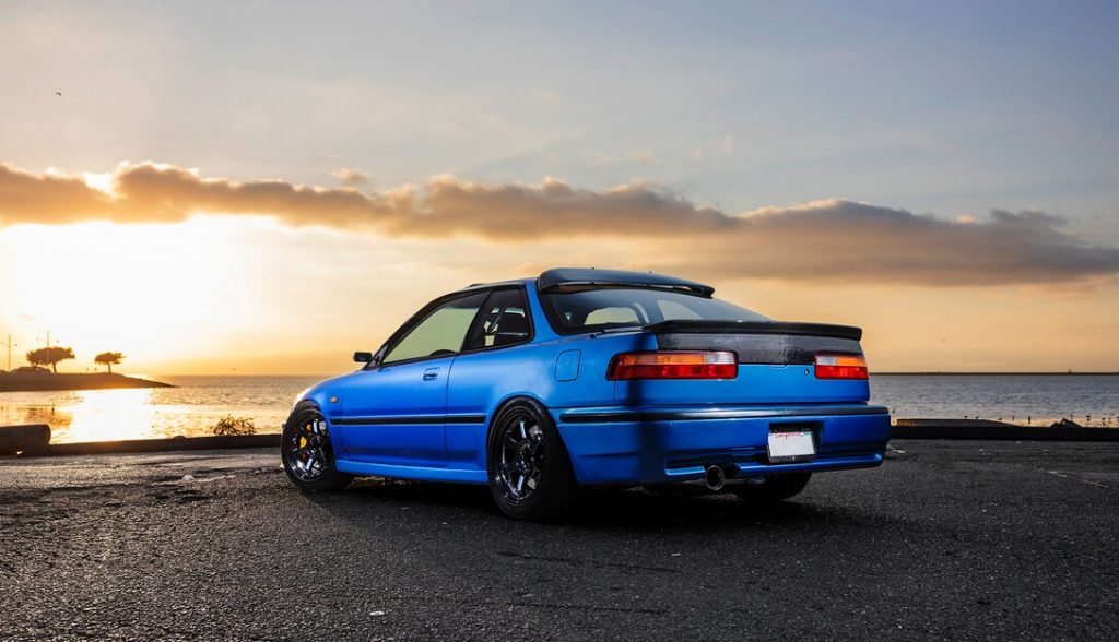 A rear shot of the 92 Acura Integra LS.