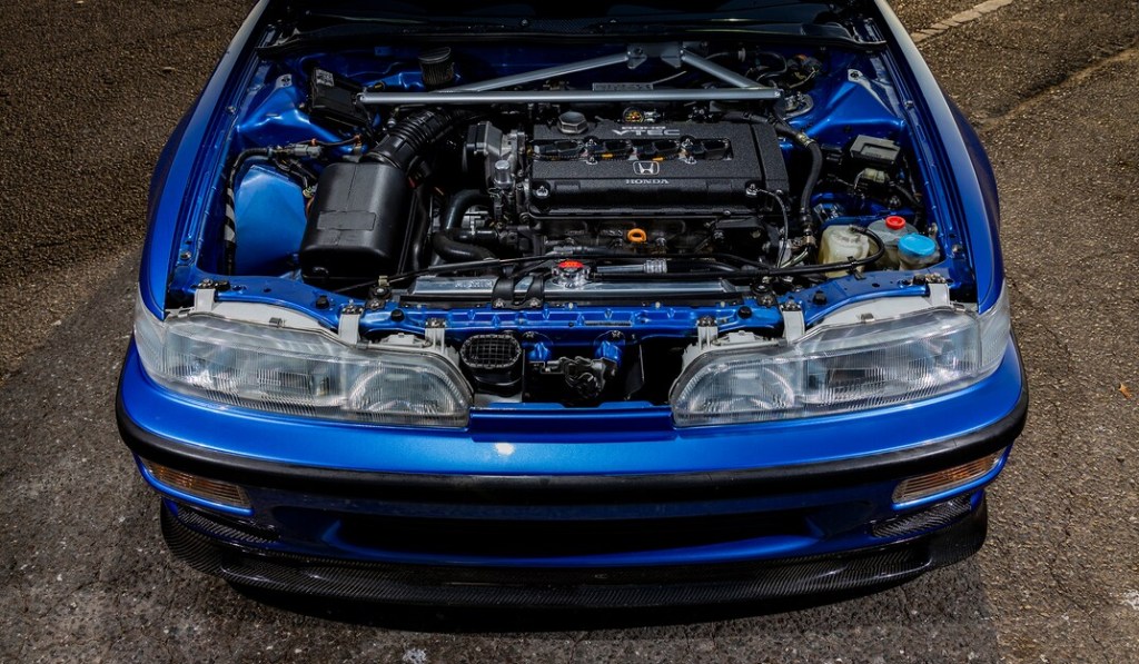 A picture of the GSR engine that sits in the engine bay of Guerra's 92 Integra LS. 