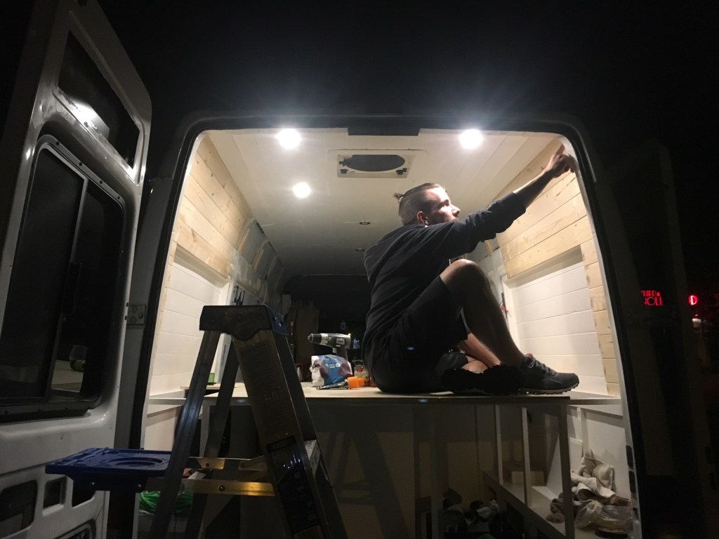 Brian Laston works on the Freightliner Sprinter High Top van on May 13, 2017, in Columbus, Ohio