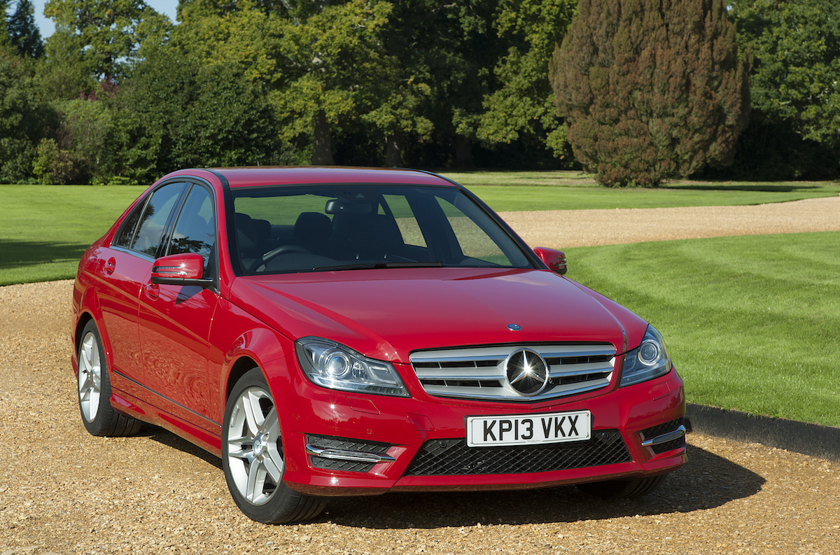 Red cars, such as this 2013 Mercedes-Benz C350 AMG, aren't stolen more than others