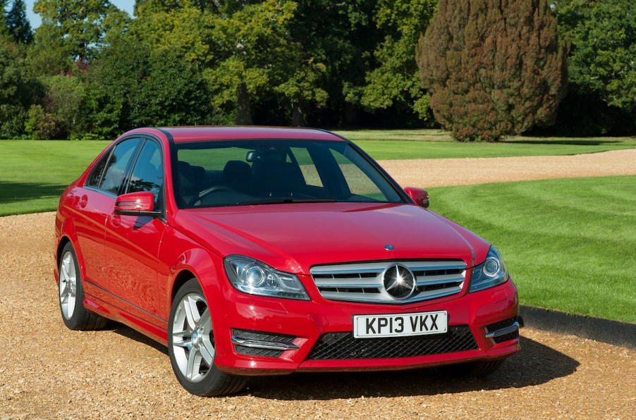 Red cars, such as this 2013 Mercedes-Benz C350 AMG, aren't stolen more than others