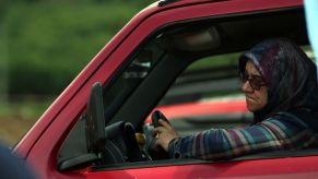 A woman driver competing in the 21st Traditional Off-Road Festivals event in Duzce, Turkey