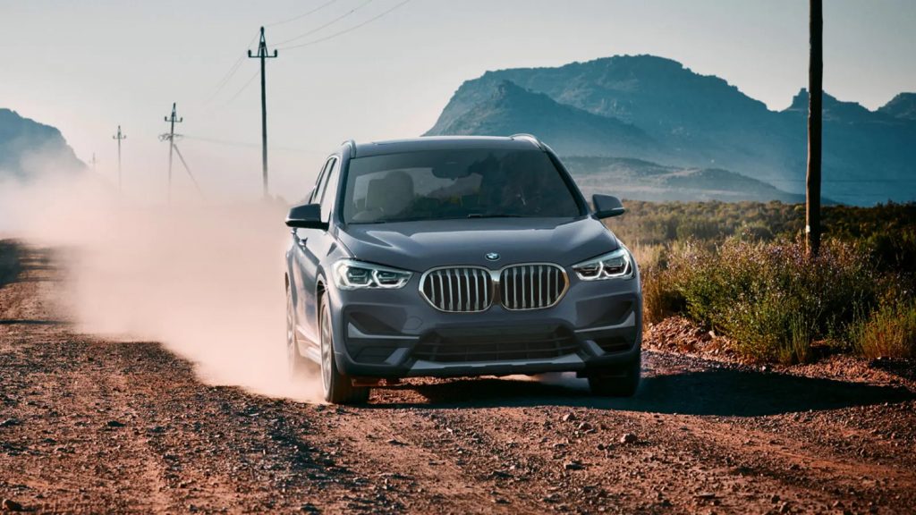 2022 BMW X1 Driving on  Dirt Road
