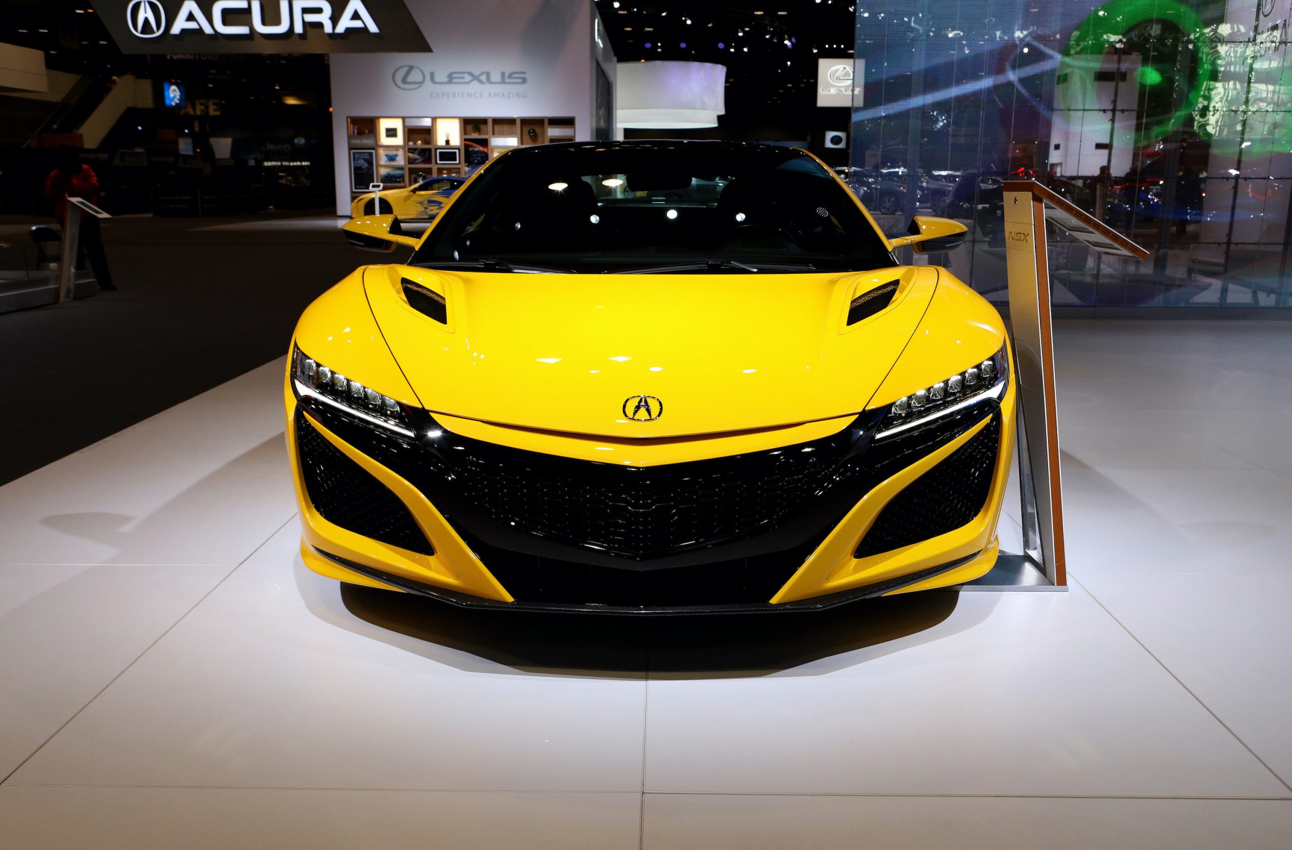 2020 Acura NSX head-on shot in yellow