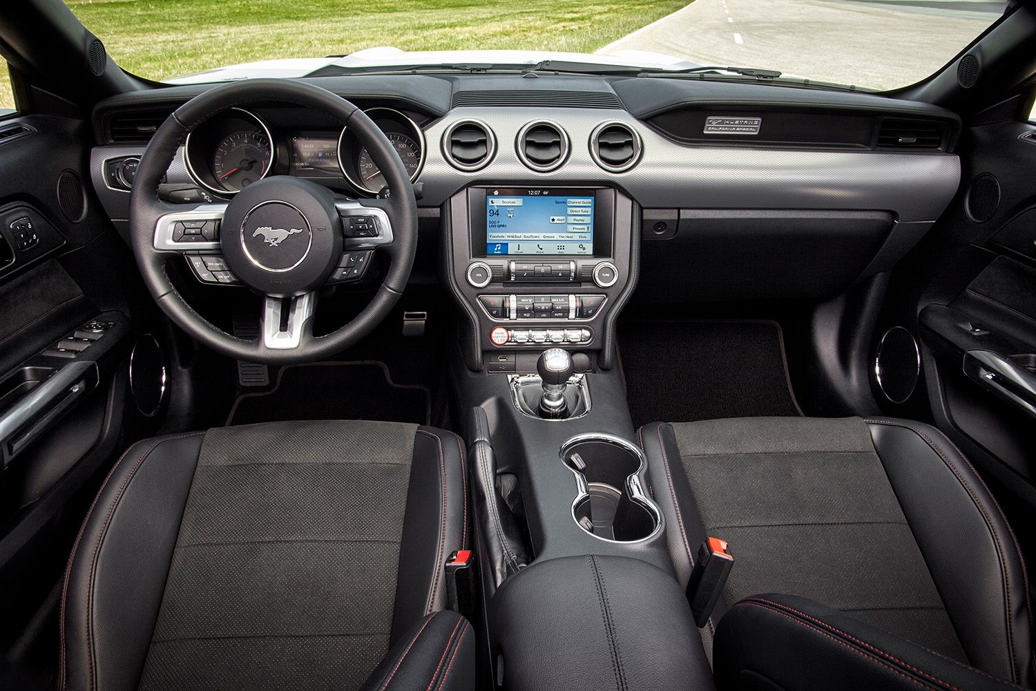 2016 Ford Mustang GT Convertible Equipped with the California Special Package interior shot with Sync3 infotainment display and backup camera 