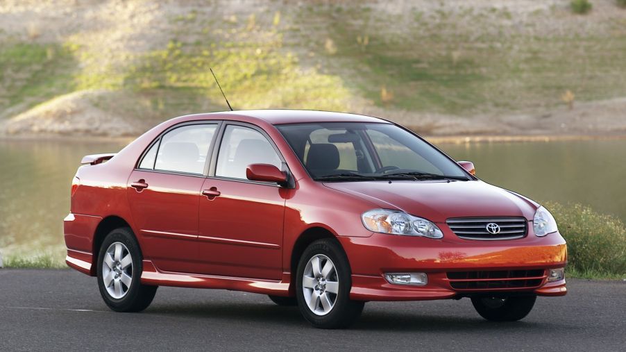 Best Toyota Corolla years include the 2004, 2005, and 2006 model year design pictured in red