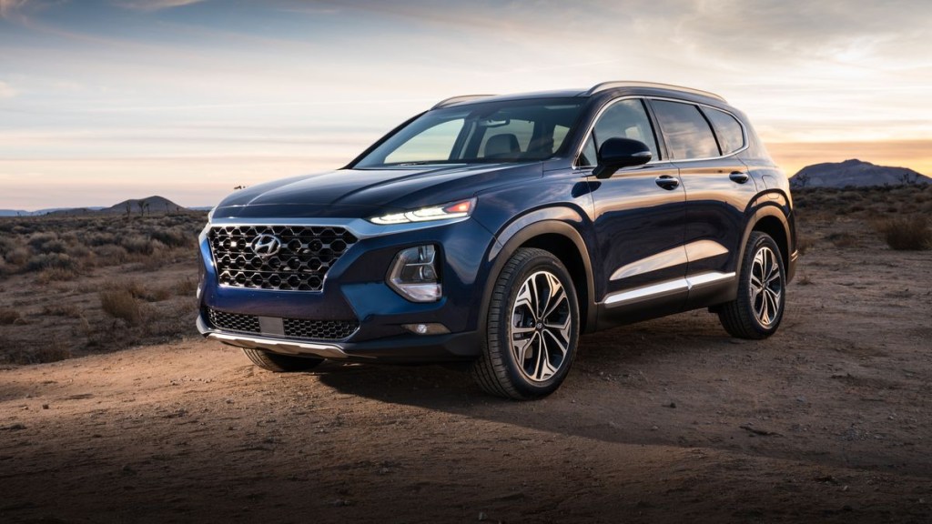 The 2019 Hyundai Santa Fe on the road