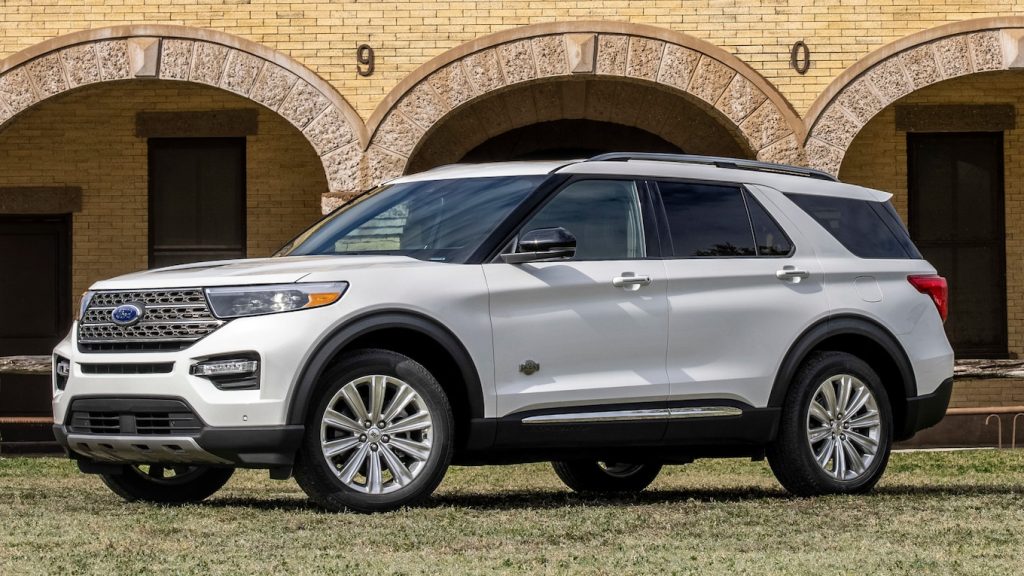 2021 Ford Explorer King Ranch parked in grass