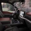 Interior of the 2021 Ford F-150 full-size pickup truck showing infotainment screen and technology features