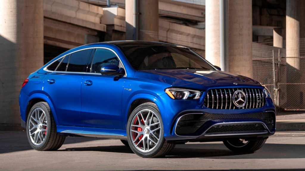 Blue 2021 Mercedes-Benz GLE63 S Coupe staged