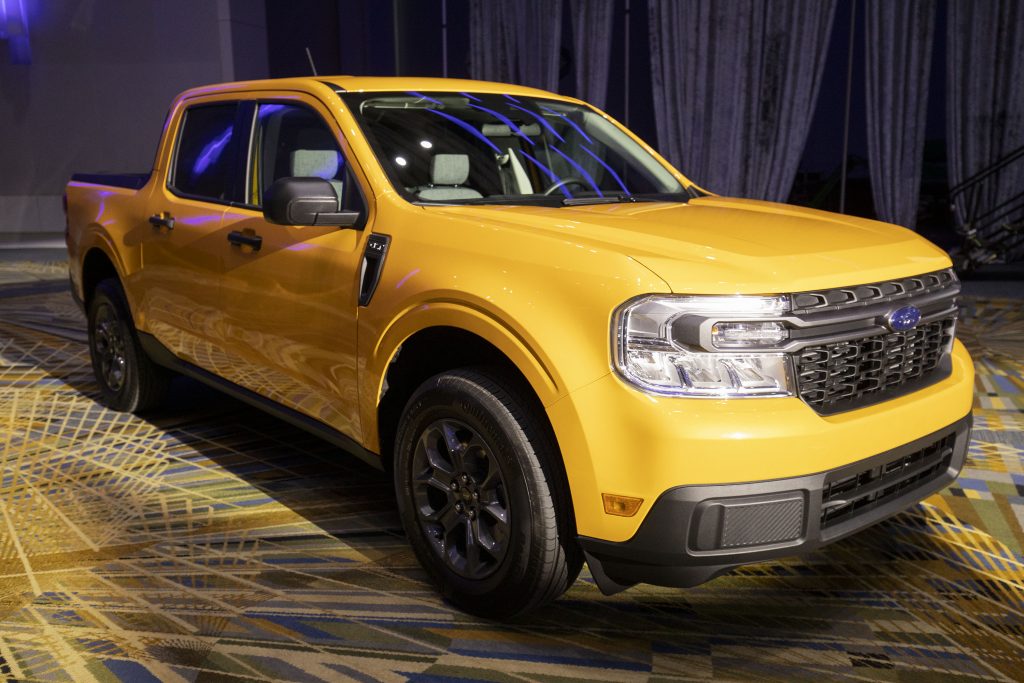 Yellow 2022 Ford Maverick at Detroit Motor Show