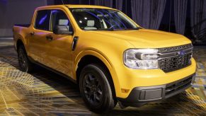 Yellow 2022 Ford Maverick at Detroit Motor Show
