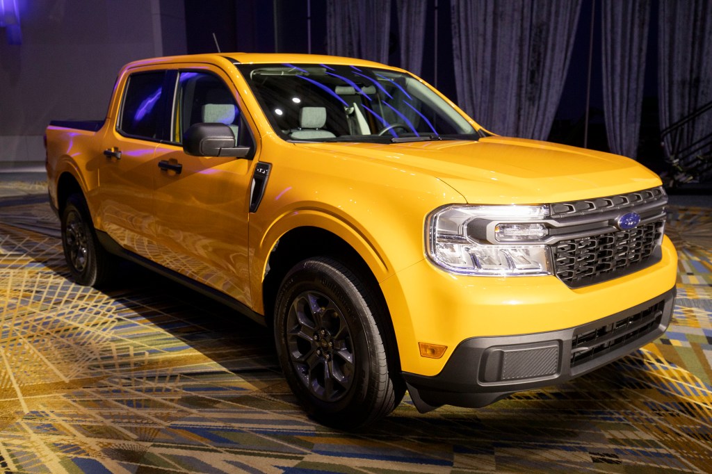 Yellow 2022 Ford Maverick at Detroit Motor Show