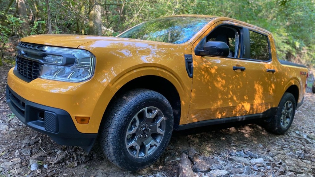 Yellow 2022 Ford Maverick on the trails