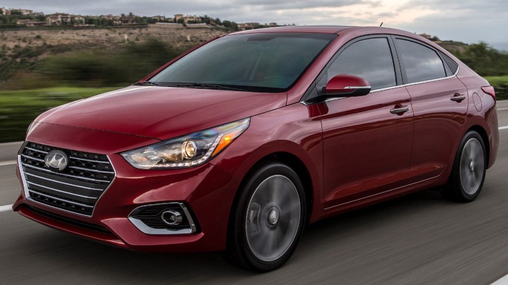 Red 2022 Hyundai Accent Posed
