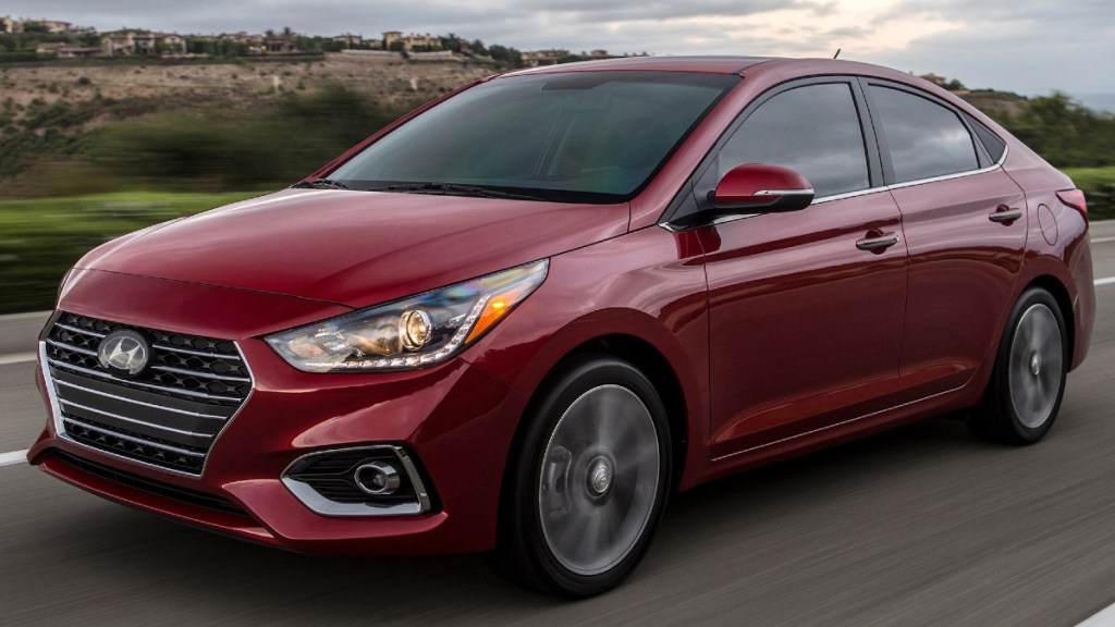 Red 2022 Hyundai Accent Posed