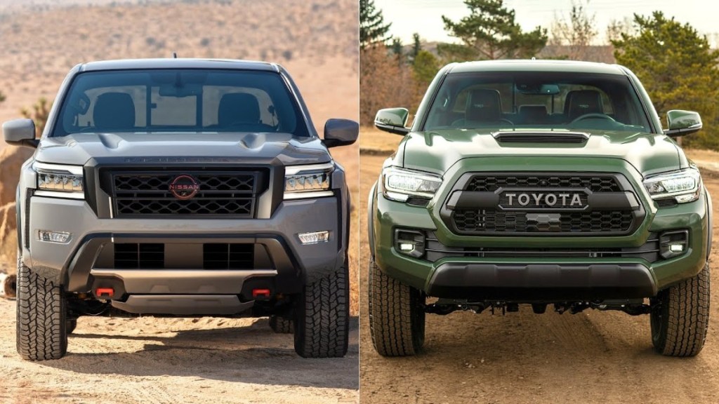 2022 Nissan Frontier and Toyota Tacoma posed side by side