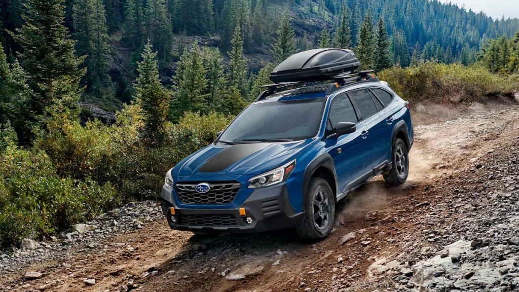 Blue 2022 Subaru Outback Wilderness on a Trail, here are things Consumer Reports loves about the small SUV.