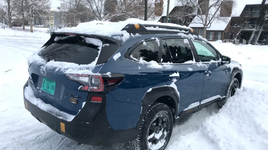 2022 Subaru Wilderness rear shot in the snow