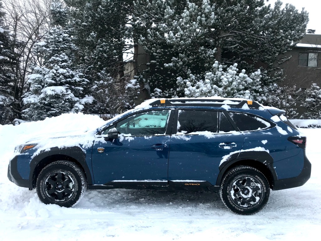 2022 Subaru Outback Wilderness side shot in the snow
