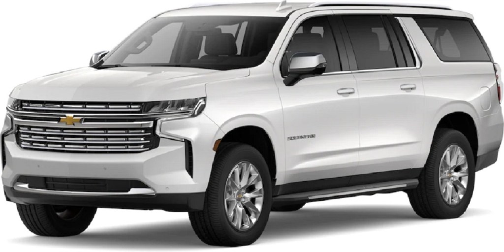 A white 2022 Chevy Suburban against a white background.