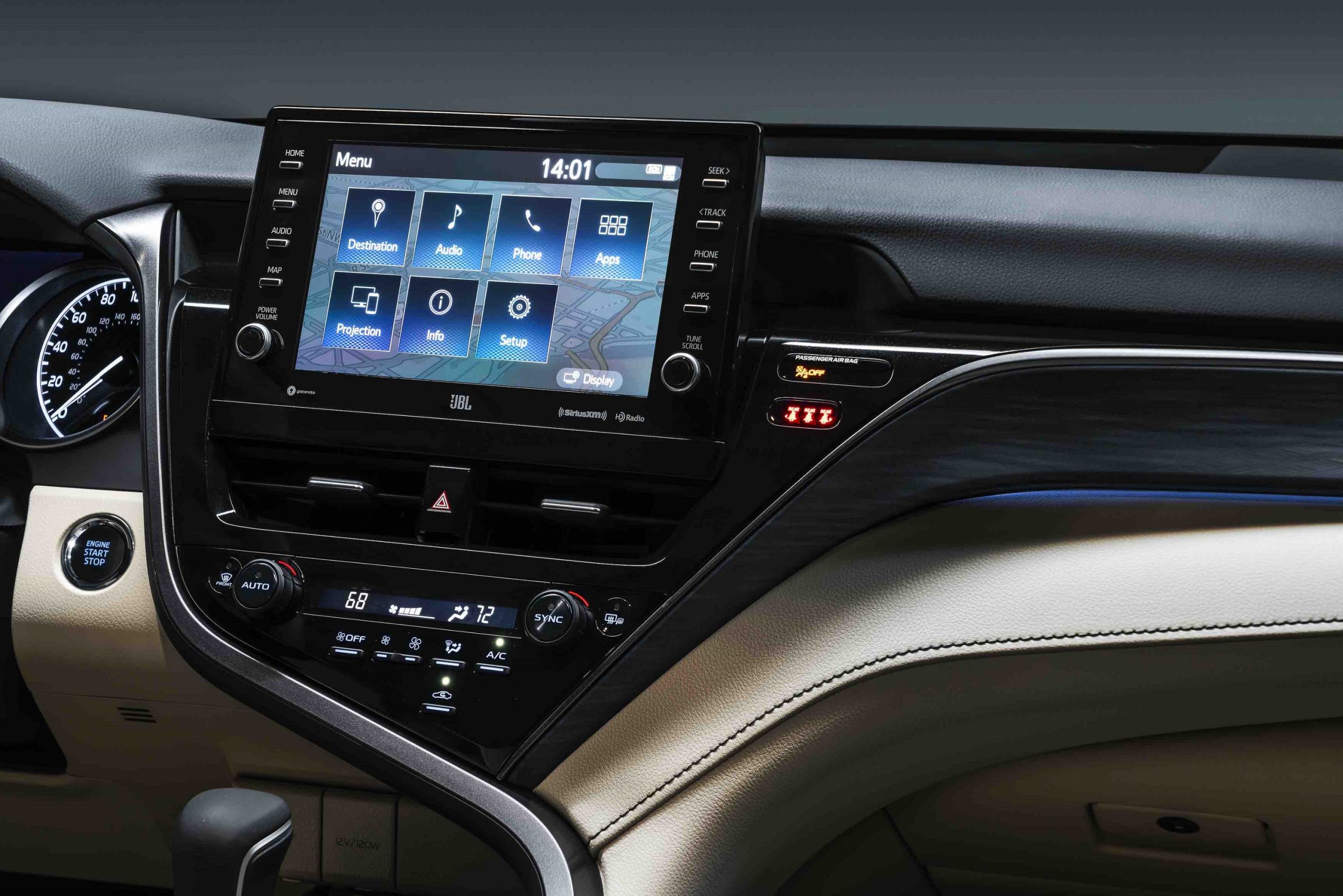 The infotainment system in the Camry's interior