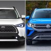 2022 Toyota Corolla Cross and a 2022 Volkswagen Taos split image