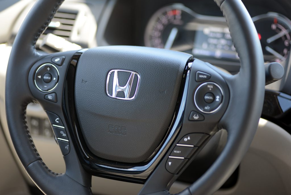 The interior of Honda's mid-size truck, the Ridgeline.