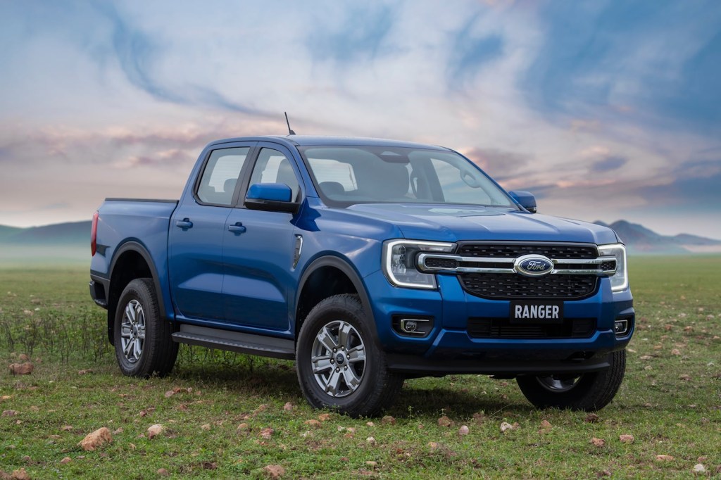 The 2023 Ford Ranger parked in the grass