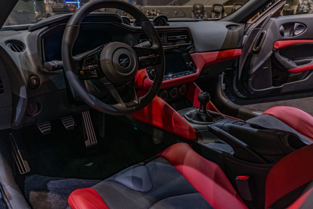 The 2023 Nissan Z Performance's red-and-black-leather interior