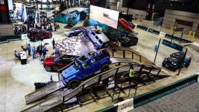 An overhead view of the Jeep off-road course at the 2021 Chicago Auto Show