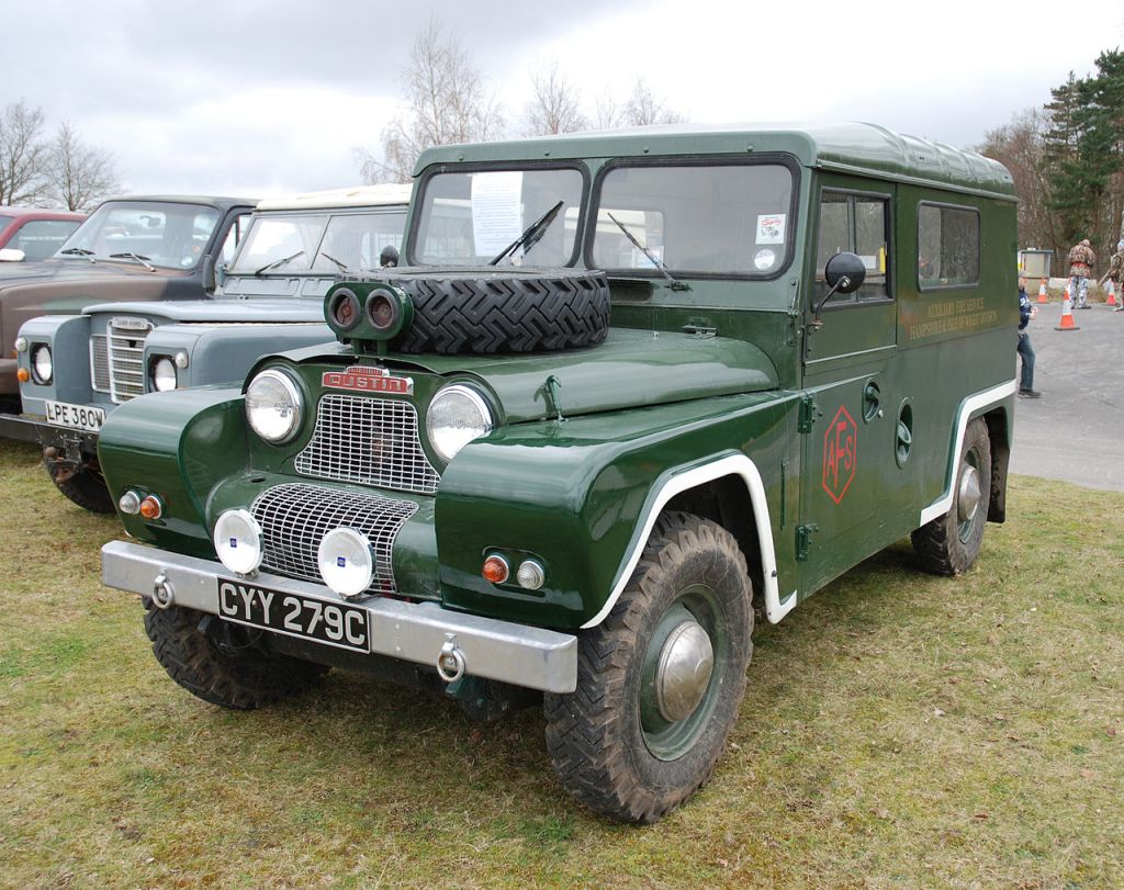 The Austin Gipsy 4x4 SUV, featuring military markings.