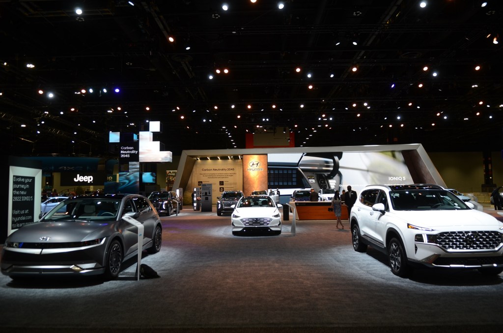 Brand-new Hyundai cars and crossovers displayed at the 2022 Chicago Auto Show