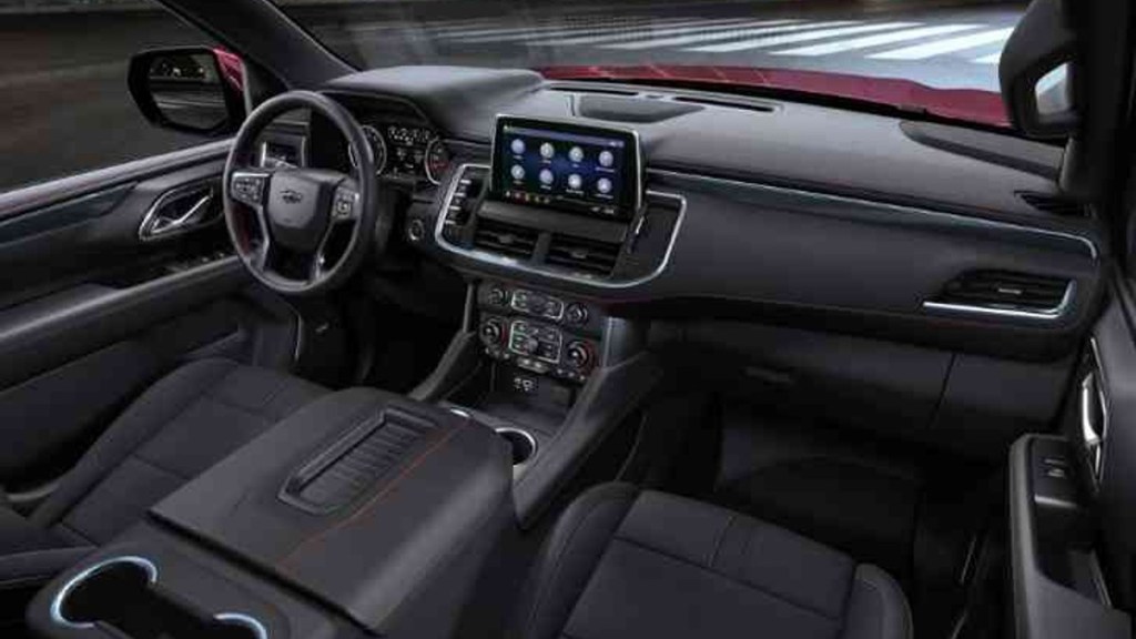 Angled view of interior cabin of the 2022 Chevrolet Tahoe