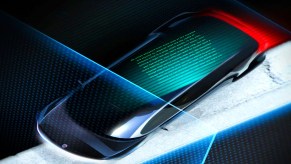 A black Fisker Pear EV concept.