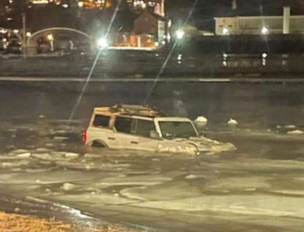 RIP: This Ford Bronco Took an Icy Plunge to Its Death