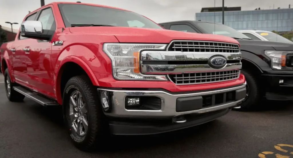 Red Ford F-150 truck